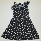 Girls Black Sun Dress With White Hearts Size 8 Spring Summer