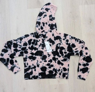 525 French Terry Hoodie Pink Black Dip Dye Tie Dye - Size Small NWT