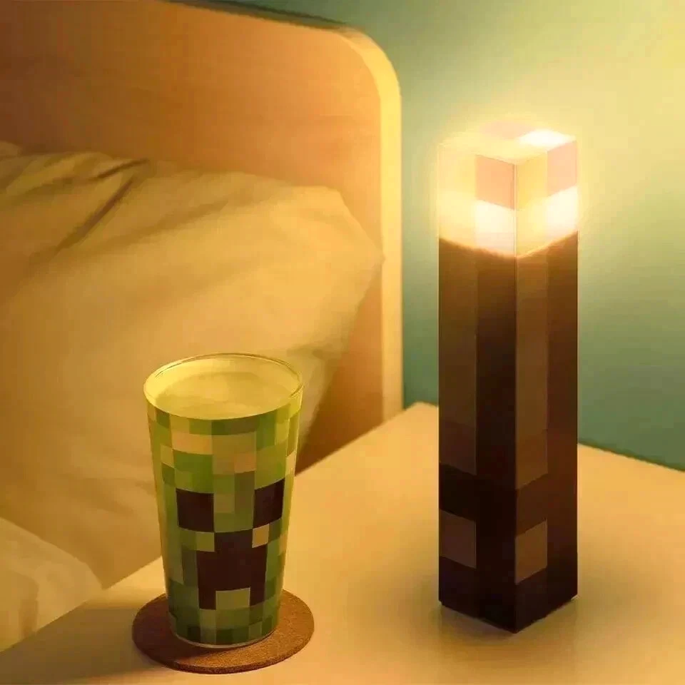 Minecraft Game USB Torch LED Lamp Night Light Rechargeable Home Decor Gift Kids - Image 3 of 4