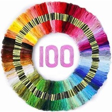 Embroidery Thread Floss, 100 Colors Skeins Rainbow Cross Stitch Thread, 8m Fr...