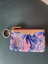 LILLY PULITZER ~ ID Case New Coin Purse Keychain Gift Blue Pink Design~ NWOT