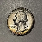 1957-D Washington Quarter GEM BU, TONED! 90% Silver 25c