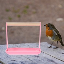 Parrot Cage Toys Bird Training Stand Wood Perch with Plastic Tray Tabletop