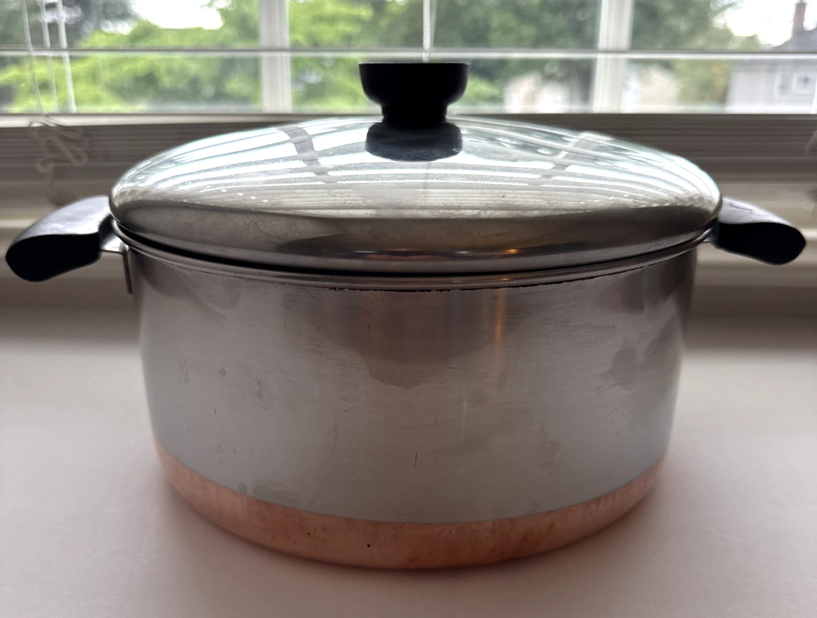 Vintage Pre-1968 Revere Ware 1801 Copper Bottom 4 Qt Stock Pot With Lid