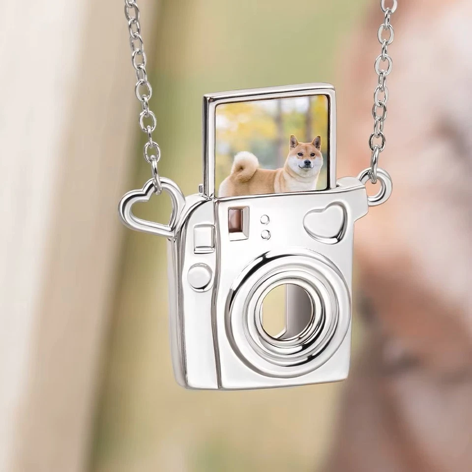 Collar de Plata para Cámara con Fotografía Personalizada Colgante Memoria, Regalo Foto 3 de 4