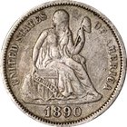 1890-P Seated Liberty Dime