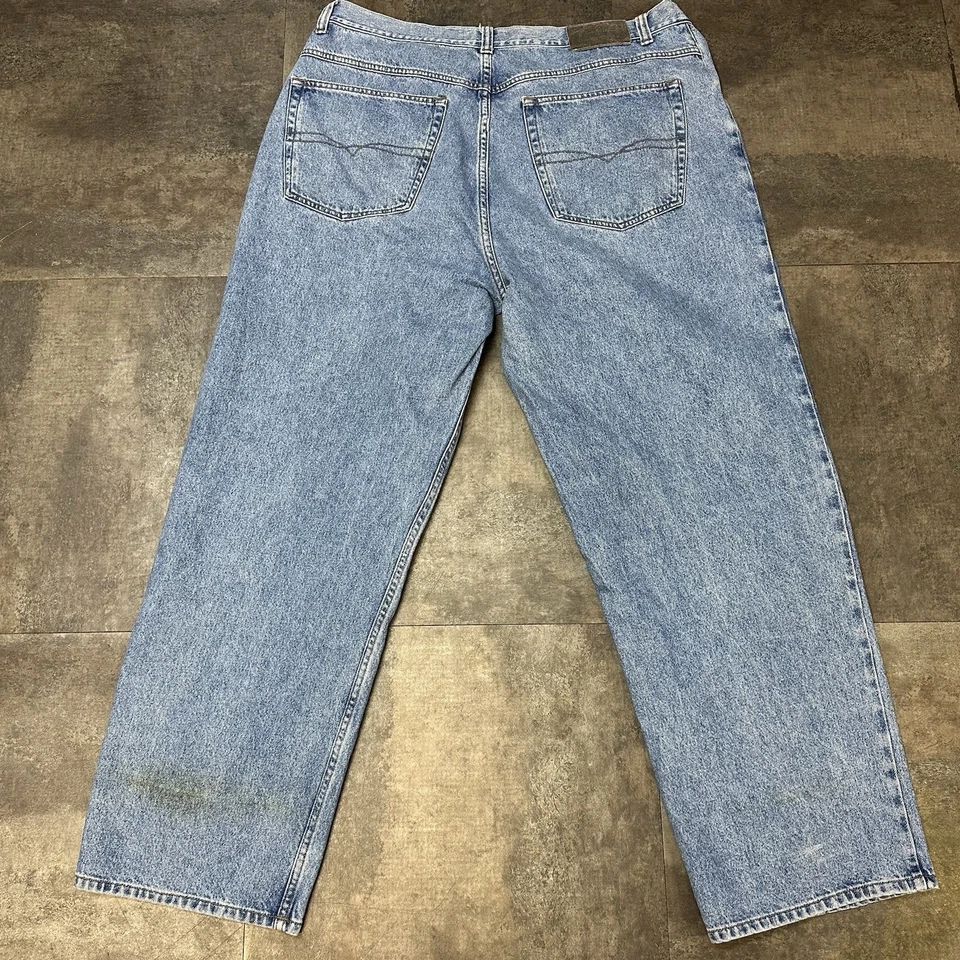 Pantalones de mezclilla holgados grandes azules ancla Y2K vintage para hombre 42 x 32 grunge patinador ropa de calle Foto 2 de 4