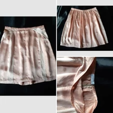 NARCISO RODRIGUEZ Silk Satin Summer Skirt Sz S-M Pink Unlined Back Pleated Zip 