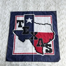 Vintage Texas Bandana 21x21 Blue Red Spell Out Flag Western Rodeo Ranch State