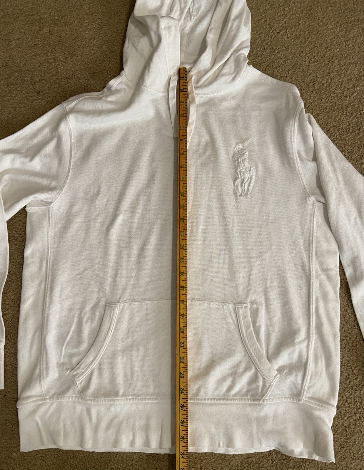 Polo Ralph Lauren uomo taglia XL bianca felpa con cappuccio grande pony logo pullover