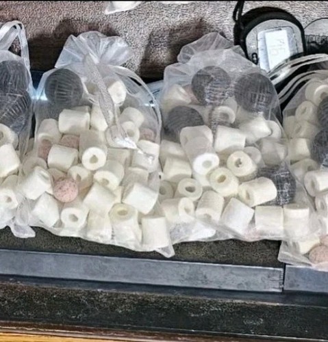 SaltWater Aquarium Live Bacteria Media Starter Cycle Ceramic Beads Used Mesh Bag