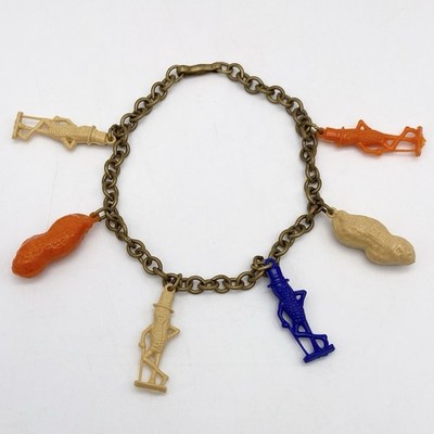 Vintage Mr Peanut Charm Bracelet Planters Advertising 1939 Worlds Fair NY