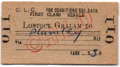 Cheshire Lines (CLC) Eisenbahnticket Lostock Gralam nach Plumley - First