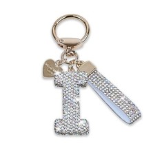 Bling Alphabet Keychain for Women Girls - Alloy Initial Letter A-Z White-i