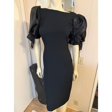 Vintage Rimini Sophisticated Little Black Dress w/Puff Sleeves Glamour Sz 4