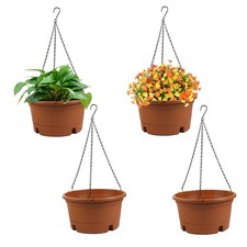 4 Pack 10 Inch Hanging Planters for Indoor Plants with Tray  15.7" Chain