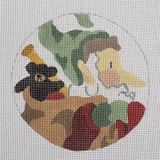 DECORATIONS NEEDLEPOINT CANVAS LOT: ORNAMENT CHRISTMAS ELF GG