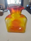 Blenko Glass Handmade Glass 384 Water Bottle in Tangerine 8" Tall