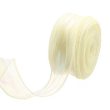 1.5 Inch 25 Yard Sheer Organza Ribbon Shimmer Chiffon Tulle Ribbons Cream White