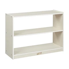 ECR4KIDS 2-SHELF MOBILE ISLAND STORAGE CABINET CLASSROOM FURNITURE WHITE WASH