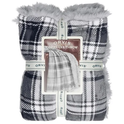Orvis Cozy Luxe Throw Blanket, 60" x 70" Velvet Plush Reverse to Faux Fur Throw