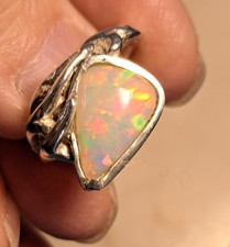 Nice Handmade Multicolor Ethiopian Welo Opal Ring Size 6.5 925 Sterling Silver