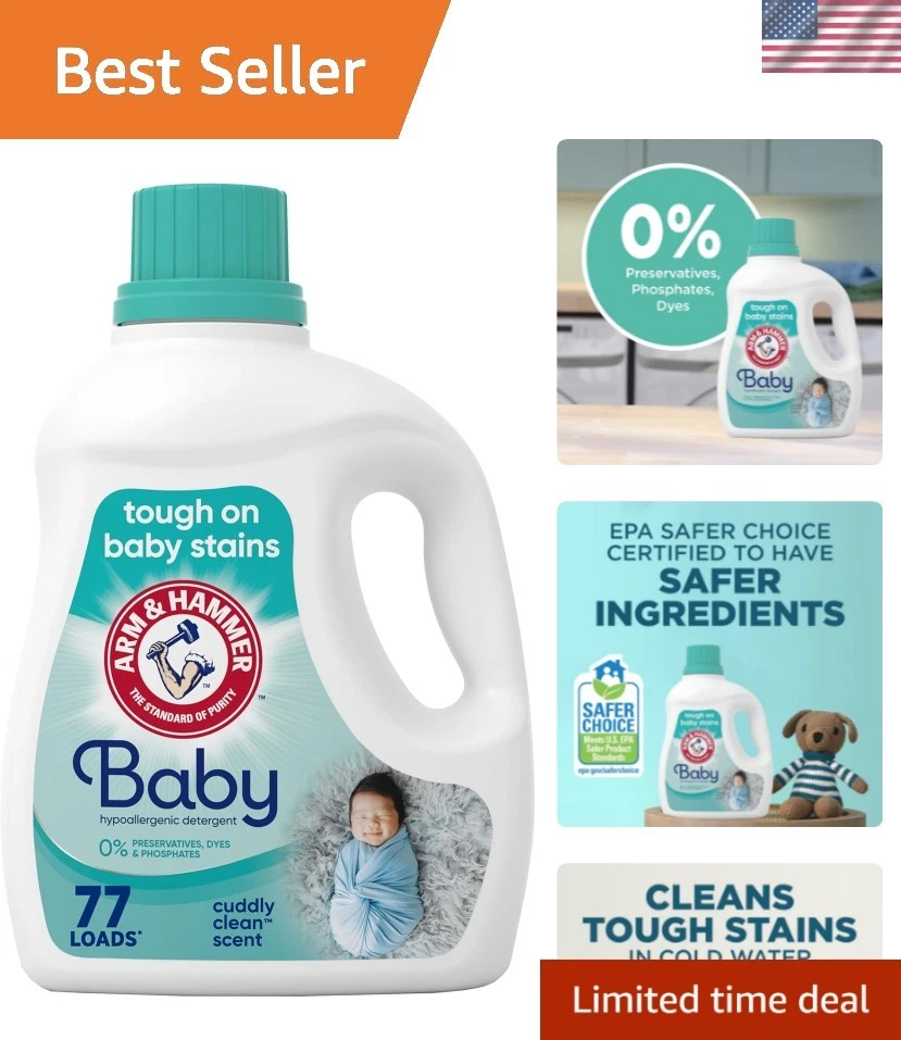 Baby, 77 Loads Hypoallergenic Liquid Laundry Detergent, 100.5 fl oz
Opens in a new window or tab