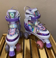 Sulifeel Girls Rainbow Unicorn Roller Skates Light Up Adjustable Size 1.5 - 5 Y