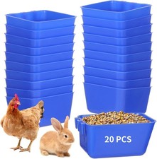20 Pcs Cage Cups 16 oz Chicken Feeder Waterer Birds Feeders Hanging blue