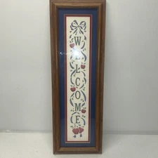 Vintage Stencil Welcome Framed & Matted Apples Abbey Press 19.5x6.5”