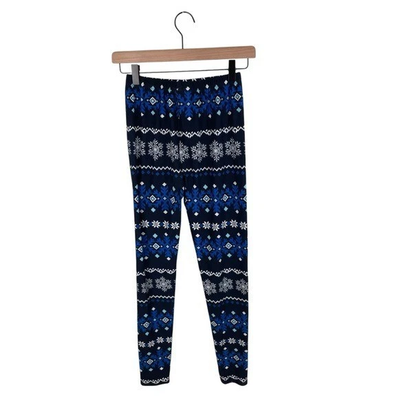 Leggings Agnes & Dora Icy Fair Isle para mujer talla S/M azul marino copo de nieve acogedores Foto 2 de 4