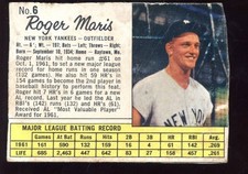 1962 Jell-O  Jello Baseball Card #6 Roger Maris World Champion New York Yankees