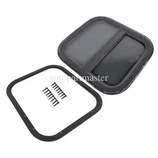 Vertical RV Window 14" W x 16" H Tinted Sliding + Net Screen and Trim Ring