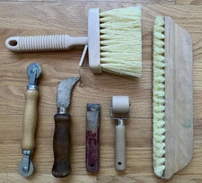 Vintage Wallpapering Tools, Brush, Roller, More