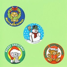 12 Christmas Favorites Winter Holiday Large Stickers - Cat, Snowman, Bear, Mouse