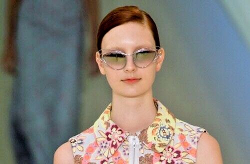 LINDA FARROW ERDEM Cat Eye Metal Wire Lilac Green Mirrored