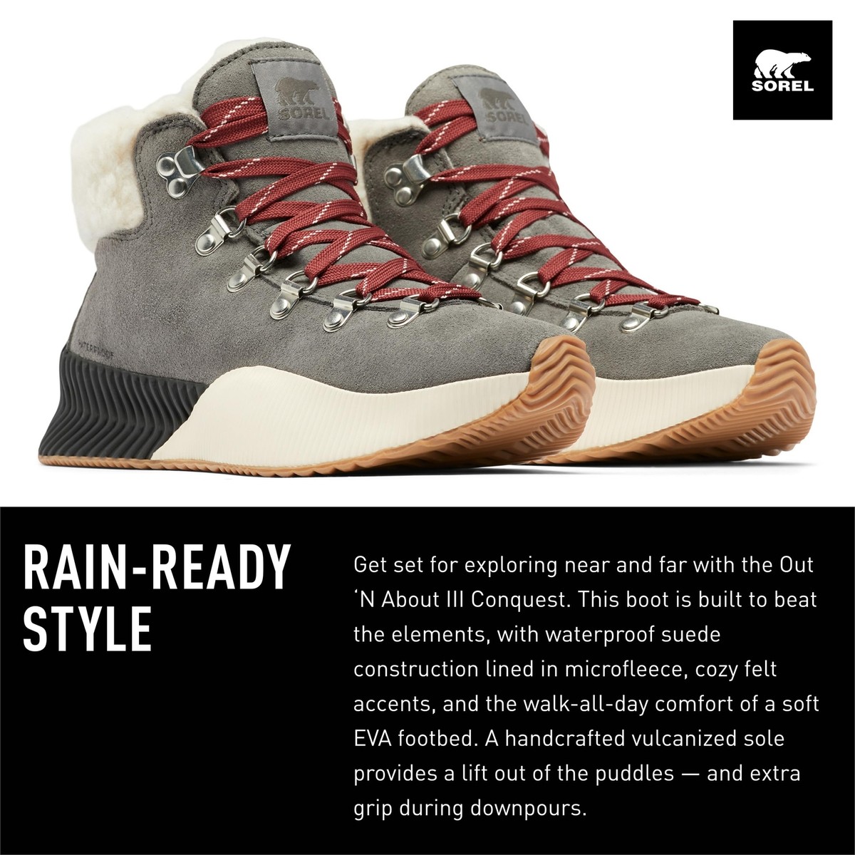 Sorel Women's Out N About lll Conquest Waterproof 11 Quarry, Grill