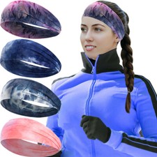 Winter Thin Fleece Ear Warmer Headband Fashion Rainbow Tie Dye Stretchy Hairband