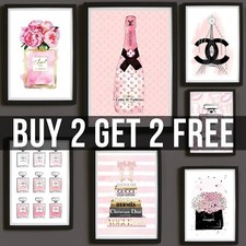Pink Fashion Wall Art Posters Designer Bag shoes Book Makeup Poster Gallery Wall