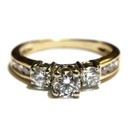 GIA 14k yellow gold .94ct 3 stone round diamond engagement ring 3.5g estate 6 — photo 3