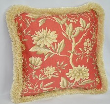 Pillow made w Ralph Lauren Villa Camelia Red Orange Coral Floral Fabric 18" NEW