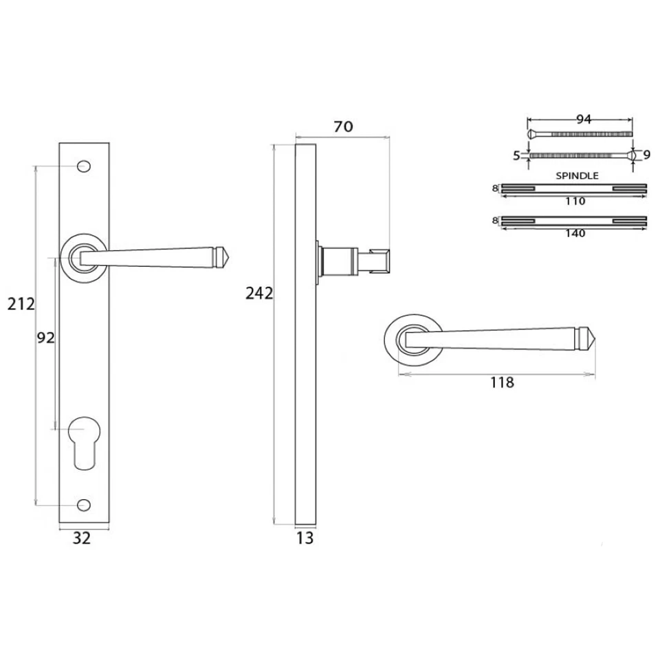 From The Anvil Avon Slimline Sprung Espagnolette Door Handle - Image 4 of 4
