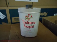 VINTAGE COLGATE PALMOLIVE CASHMERE BOUQUET TALCUM POWDER METAL TIN