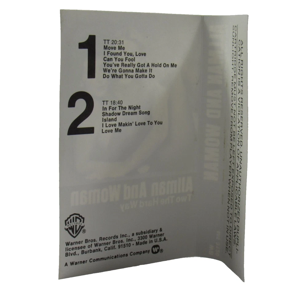 Greg Allman & Cher Allman And Woman Two The Hard Way Cassette Warner Bros. 1977 Foto 4 de 4