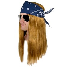 Heavy Metal Rocker Bandana Axl Rockstar Costume Wig and Sunglasses