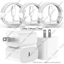 For iPhone 14/13/12/11 Pro MAX 8 XR iPad 20W USB-C PD Fast Charger Adapter Cable