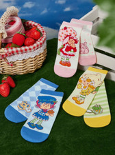 Strawberry Shortcake Women's Cute Kawaii Cartoon Ankle Socks - Pack of 3