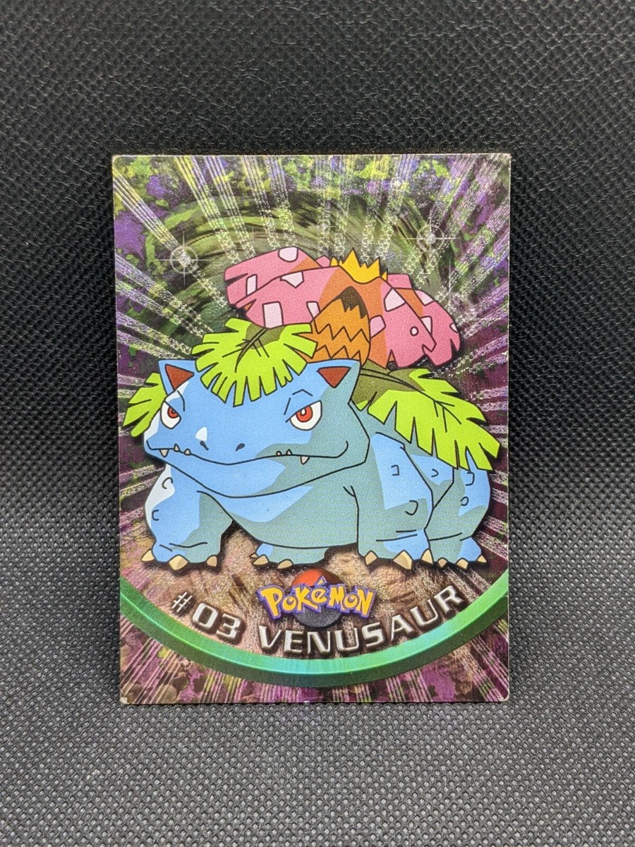VENUSAUR #03 TOPPS Series 1 Holo Black Logo 2nd Print Pokémon Card