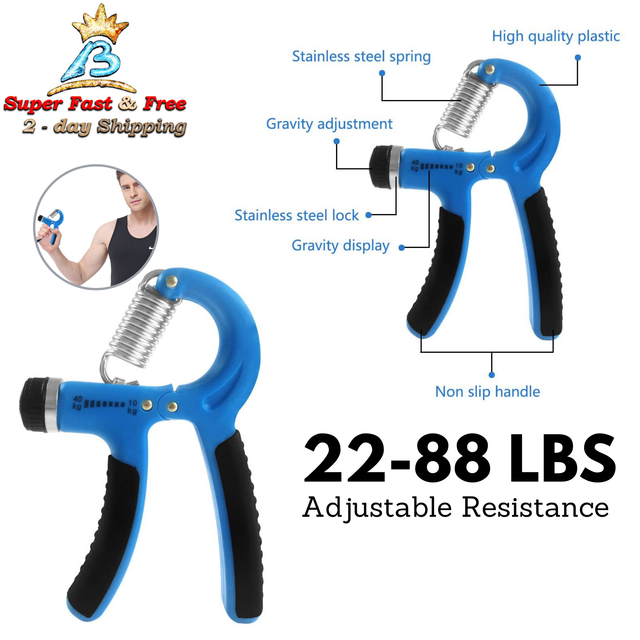 Hand Grips Strengthener Adjustable Resistance 22 88 Lbs Exerciser for