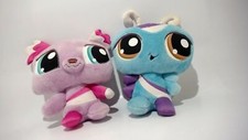 2 x Littlest Pet Shop plush soft cuddly toys blue butterfly wackiest dog